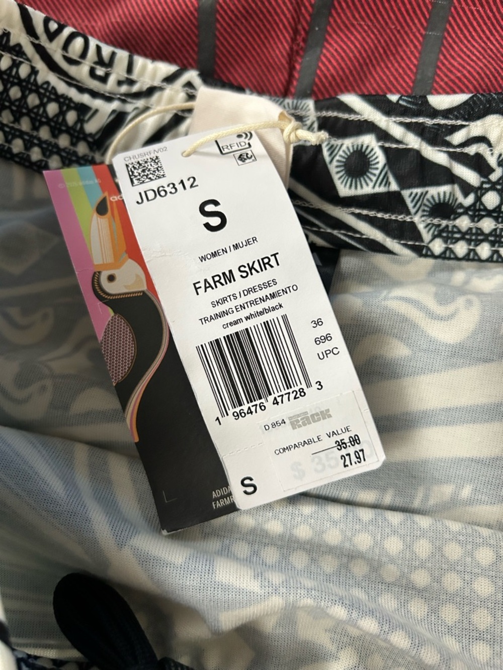 FARM Rio x ADIDAS Black & White Graphic Circle Skirt - Picture 8 of 14